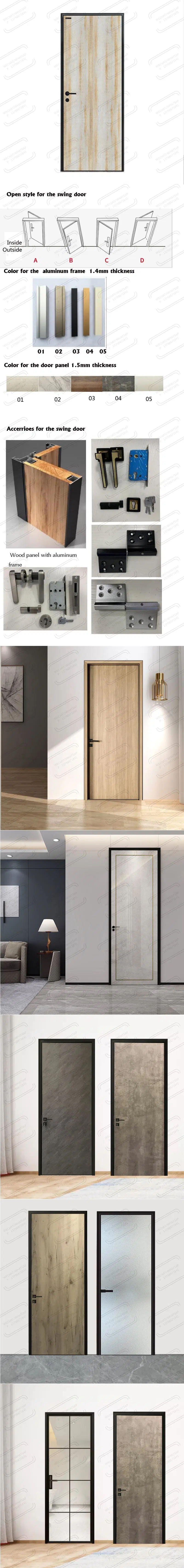 Eco-Friendly Skin Moulded Wood Door Ecotype Aluminum Wood Door with Aluminum Frame